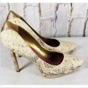 $ Sam Edelman Tan Python Heels Pumps Sz 6.5 Celia
